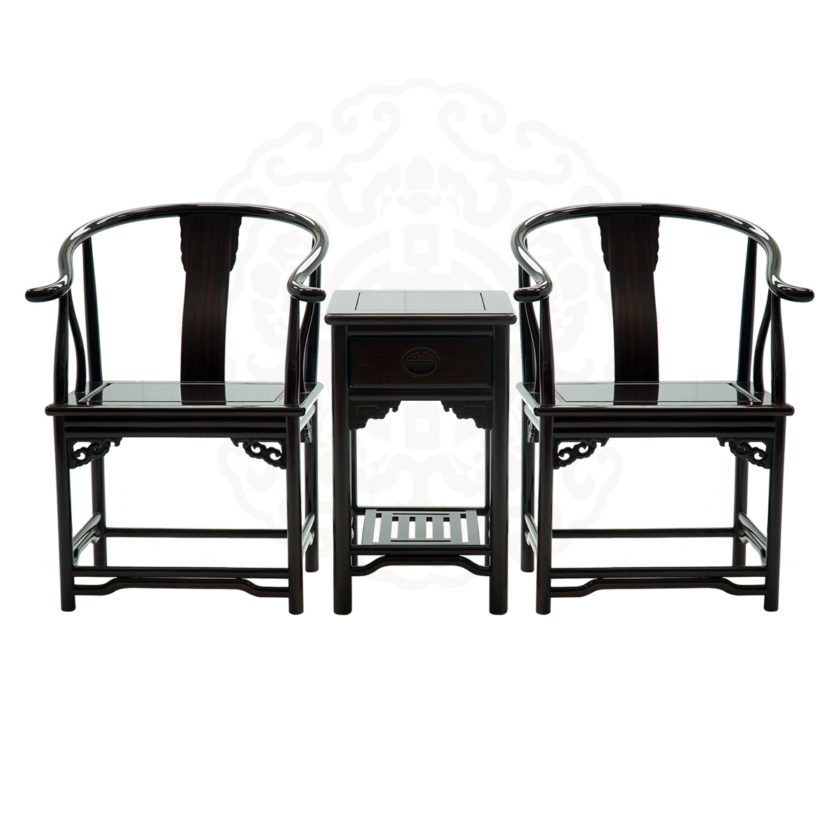 黑檀,兩椅一几,圈椅